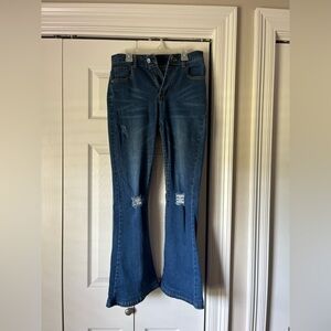 Amazon Women's Distressed Blue Flare Jeans